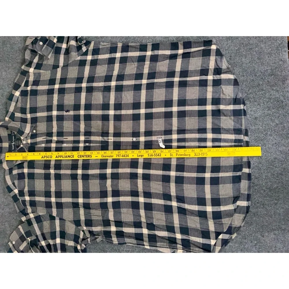 Ralph Lauren Shirt Mens Brown Houndstooth Plaid 2XL Blake Button Up Long‎ Sleeve